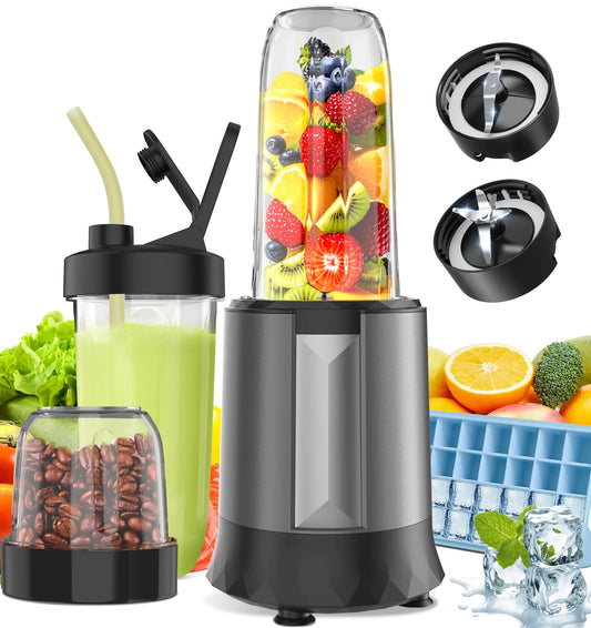 Smoothie Blender 1300 W Upgraded Compact Personal Blender for Shakes and Smoothies Juice Frozen Drinks Sauces & More Smoothies Maker with 2 * 32 Oz To-Go Cups 2*Spout-Lids