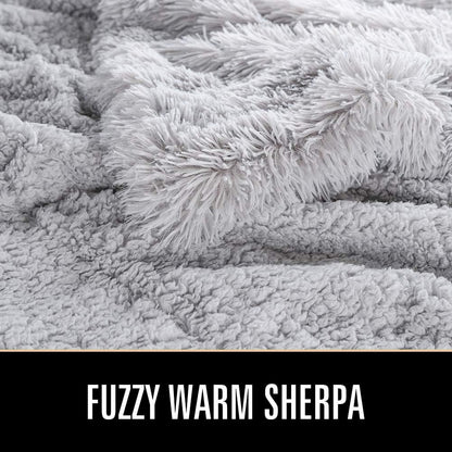 Super Soft Shaggy Faux Fur Throw Blanket, Plush Fuzzy Sherpa Throw Blanket for Couch, Cozy Fluffy Light Grey Blankets for Bed Chair Sofa, 60'' X 80''