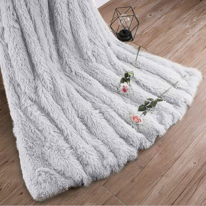 Super Soft Shaggy Faux Fur Throw Blanket, Plush Fuzzy Sherpa Throw Blanket for Couch, Cozy Fluffy Light Grey Blankets for Bed Chair Sofa, 60'' X 80''