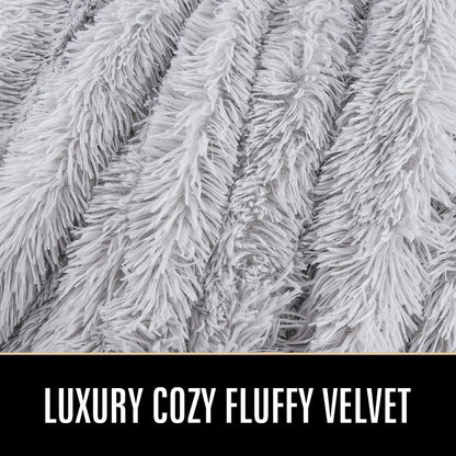 Super Soft Shaggy Faux Fur Throw Blanket, Plush Fuzzy Sherpa Throw Blanket for Couch, Cozy Fluffy Light Grey Blankets for Bed Chair Sofa, 60'' X 80''